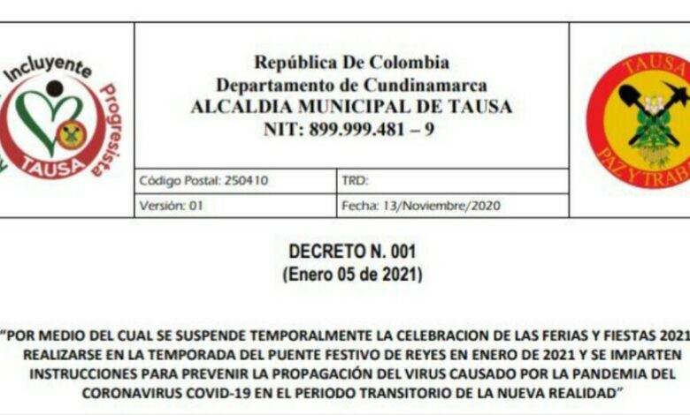 Suspensión de Ferias y Fiestas en Tausa