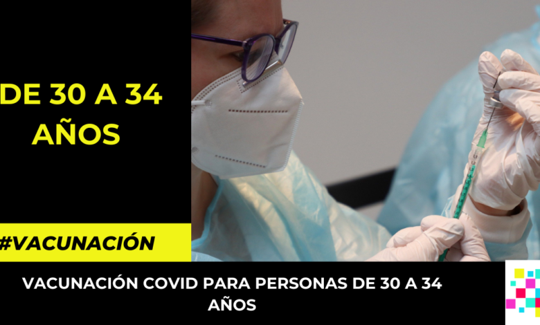 vacunación Covid para personas de 30 a 34 años