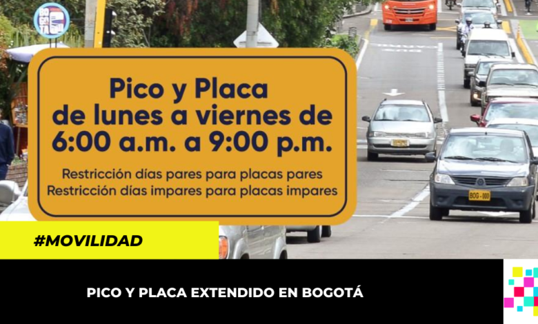 Así funciona el Pico y Placa extendido en Bogotá